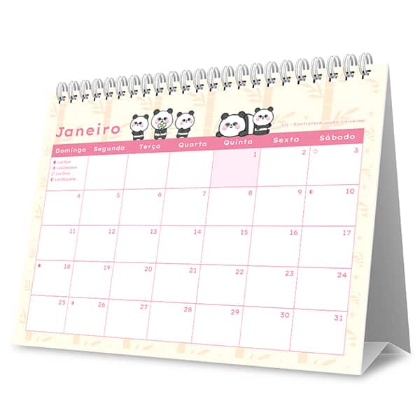 Calendário De Mesa 2026, Panda, 2635211, Spiral Ten - PT 1 UN
