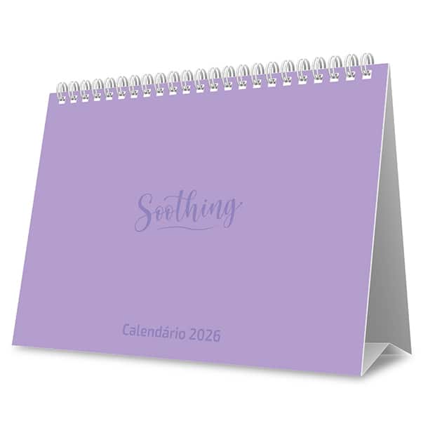 Calendário de mesa 2026 Soothing lilás 2633781 Spiral Soot PT 1 UN