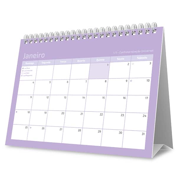Calendário de mesa 2026 Soothing lilás 2633781 Spiral Soot PT 1 UN
