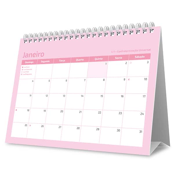 Calendário de mesa 2026 Soothing rosa 2633798 Spiral Soot PT 1 UN
