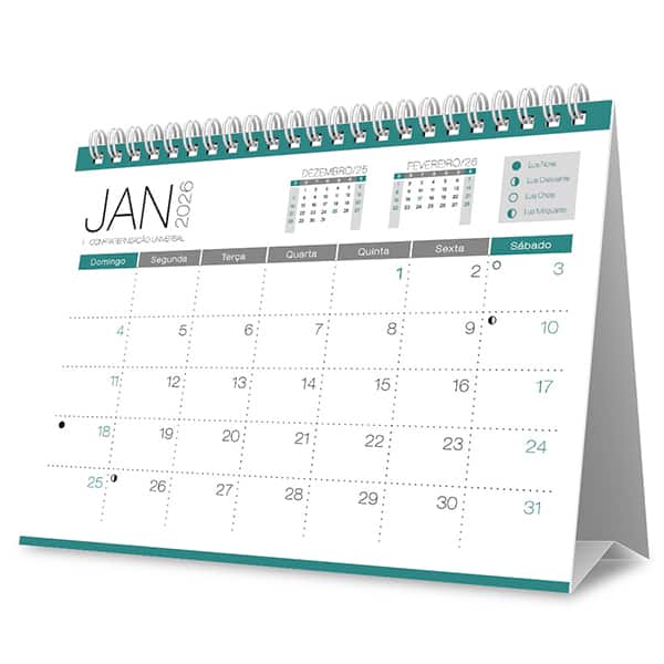 Calendário de mesa 2026 Spiral verde 2633804 Spiral PT 1 UN