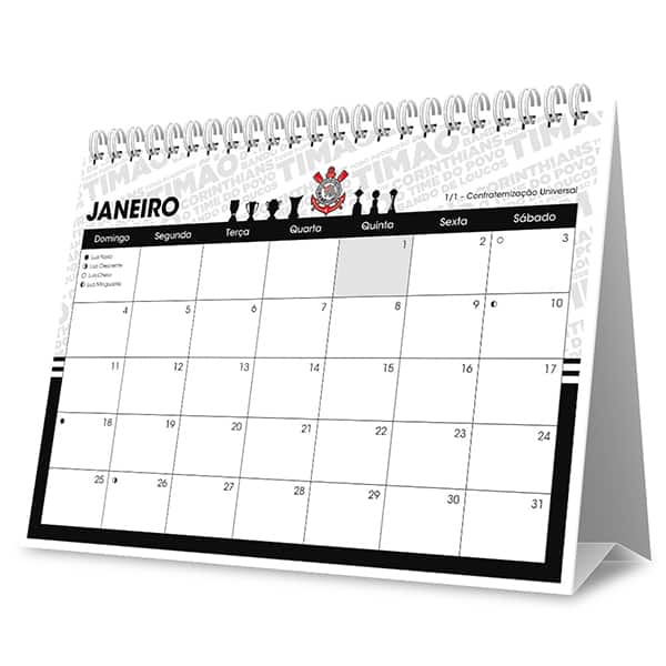Calendário de mesa 2026 Corinthians 2635594 Spiral Sccp PT 1 UN