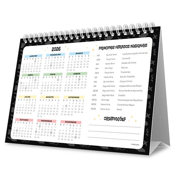 Calendário de mesa 2026 Harry Potter Charms 2635617 Spiral Hpc PT 1 UN