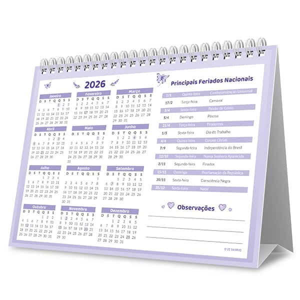 Calendário De Mesa 2026, Hello Kitty, 2635624, Spiral Hki - PT 1 UN