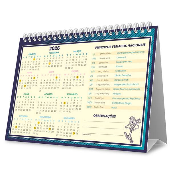 Calendário De Mesa 2026, Pixar, 2635648, Spiral Px - PT 1 UN
