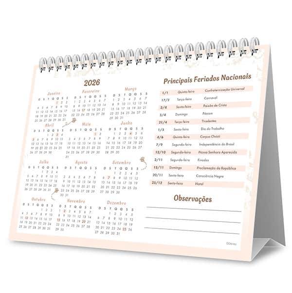 Calendário de mesa 2026 Pooh 2635655 Spiral Pooh PT 1 UN
