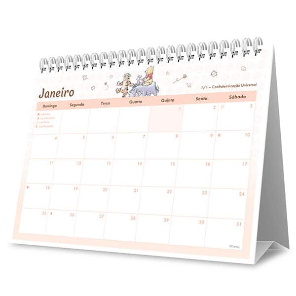 Calendário de mesa 2026 Pooh 2635655 Spiral Pooh PT 1 UN