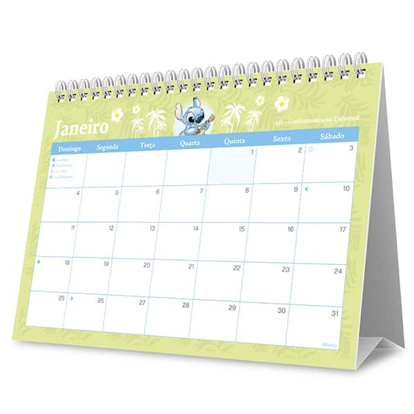 Calendário de mesa 2026 Stitch 2635679 Spiral Ds PT 1 UN
