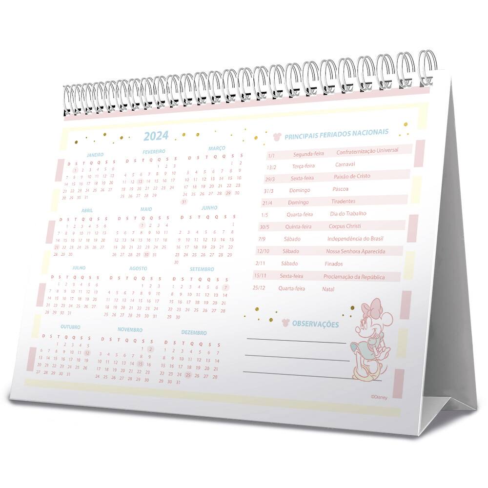 Calendário De Mesa 2024 Disney Minnie Style Spiral - PT 1 UN | Loja ...