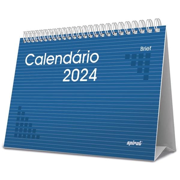 Calendário De Mesa 2024 Brief Azul Spiral - PT 1 UN