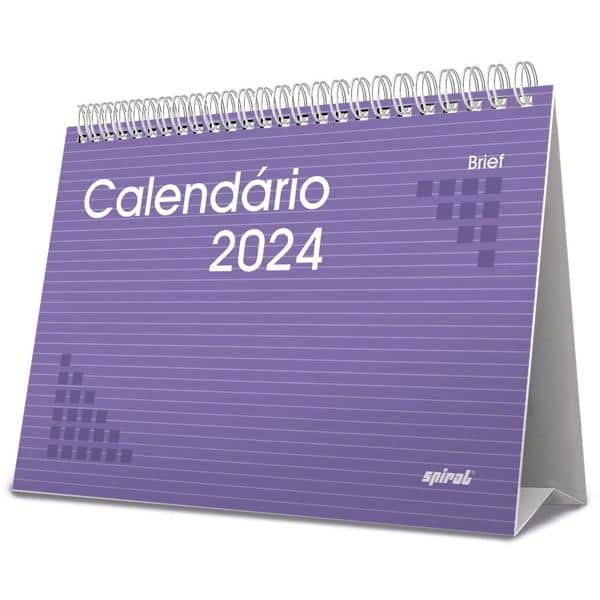 Calendário De Mesa 2024 Brief Lilás Spiral - PT 1 UN