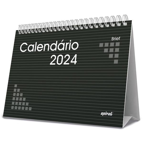 Calendário De Mesa 2024 Brief Preto Spiral - PT 1 UN