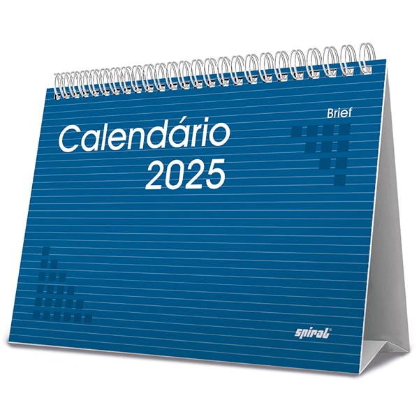 Calendário De Mesa 2025, Brief, Azul, 2512854, Spiral Brf - PT 1 UN