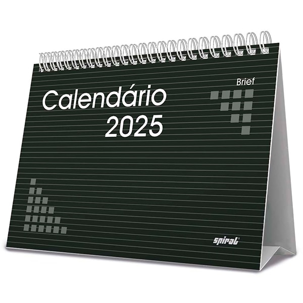 Calendário De Mesa 2025, Brief, Preto, 2512878, Spiral Brf - PT 1 UN