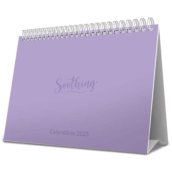 Calendário de Mesa 2025 Soothing Lilás Pastel Spiral - PT 1 UN