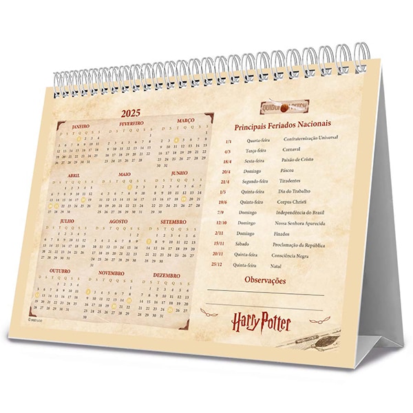 Calendário De Mesa 2025, Harry Potter, 2514964, Spiral Hpt - PT 1 UN