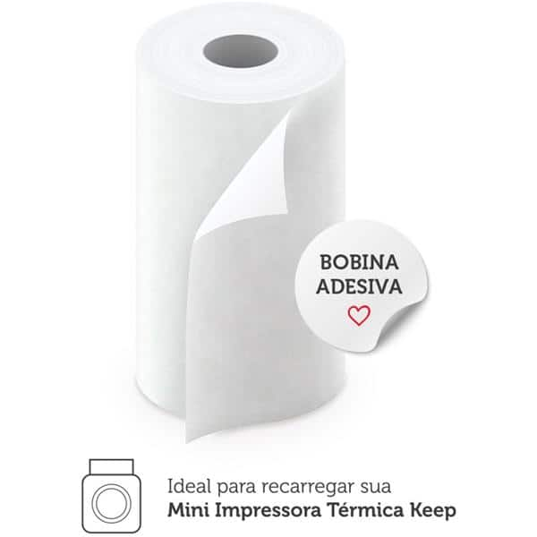 Bobina térmica adesiva para mini impressora Keep, 57mm x 30mm, KP003, Multi - CX 3 UN