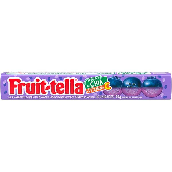 Bala Mastigável, Blueberry e Chia, 40g, Fruit-tela - PT 1 UN