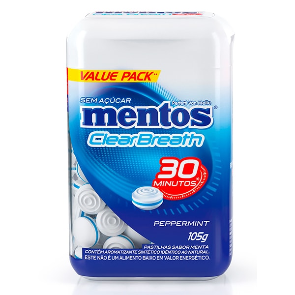 Mentos Pastilhas, Clear Breath, Peppermint, Hortelã, 1655016, Mentos - PT 1 UN