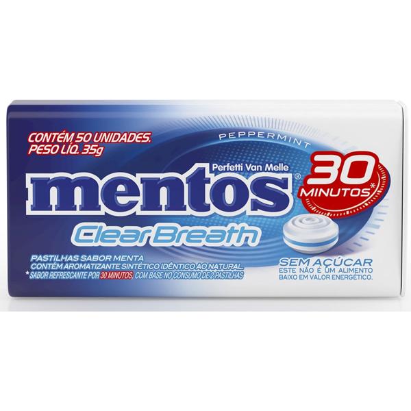 Mentos pastilha Clear Breath peppermint 35g Mentos LT 50 UN