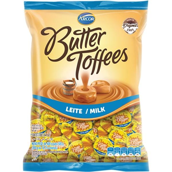 Bala Butter Toffees leite 100g 8108562 Arcor PT 1 UN