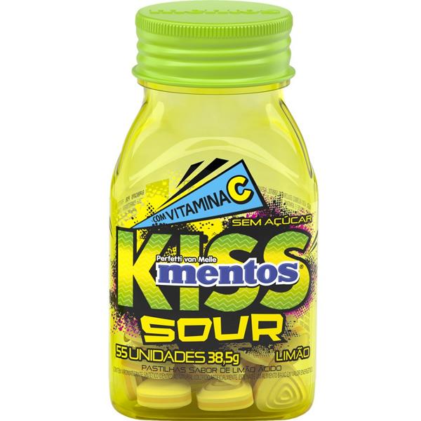 Mentos pastilha Kiss Sour limão 38,5g 2000826 Mentos PT 1 UN