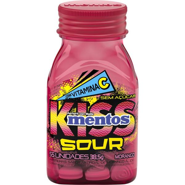 Mentos pastilha Kiss Sour morango 38,5g 2000827 Mentos PT 1 UN