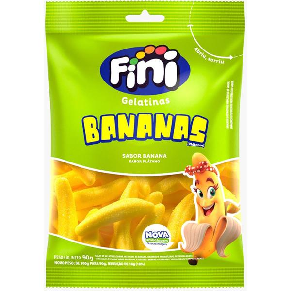 Bala de gelatina banana com açucar 90g Fini PT 1 UN