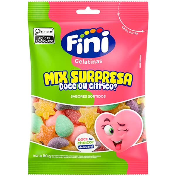 Bala de gelatina Mix Surpresa, Sabores sortidos, 80 g, 12213, Fini - PT 1 UN Bala de gelatina Mix Surpresa, Sabores sortidos, 80 g, 12213, Fini - PT 1 UN