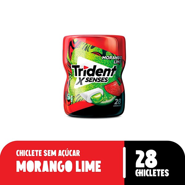 Goma de mascar XSenses, morango, limão, 54g, 24147, Trident - PT 1 UN