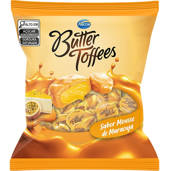 Bala Butter Toffees Maracujá, 100g, 8108564, Arcor do Brasil - PT 1 UN