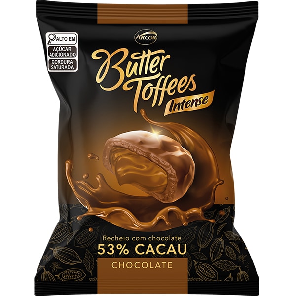 Bala Butter Toffees Cacau 53%, Chocolate, 90g, 8109168, Arcor do Brasil - PT 1 UN