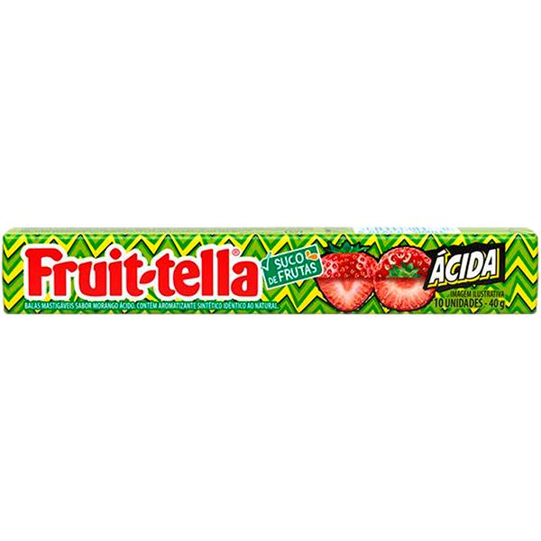 Bala mastigável morango ácido. 40g, Fruit-tella - PT 1 UN Bala mastigável morango ácido. 40g, Fruit-tella - PT 1 UN