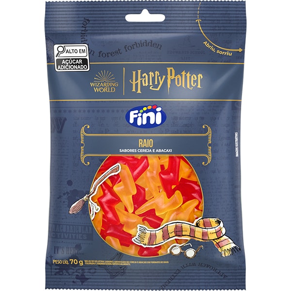 Bala de Gelatina Harry Potter, Raio, 70g, Fini - PT 1 UN