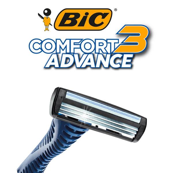 Aparelho de Barbear BIC Comfort 3 Advance Pele Normal, Fita Lubrificante com Aloe Vera, Barbeador, 8713171 - BT 2 UN