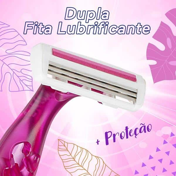 Aparelho de Depilar BIC Soleil, 3 Lâminas, Cabo Ergonômico, Dupla Fita Lubrificante, Rosa/Roxo, Depilador, 919463 - BT 2 UN