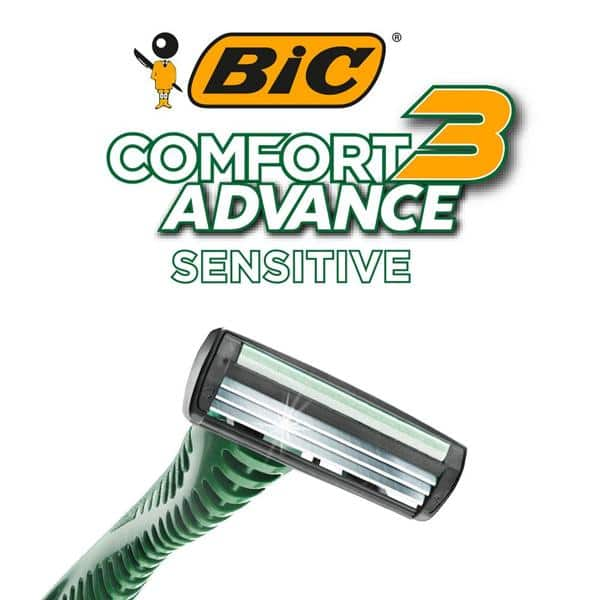 Aparelho de Barbear BIC Comfort 3 Advance Sensitive, Pele Sensível, Fita Lubrificante, Verde, Barbeador, 929850 - PT 4 UN