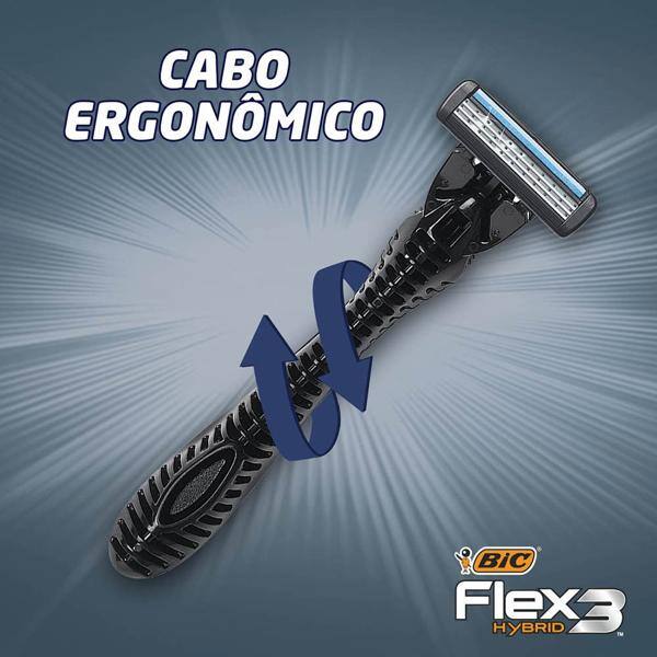 Aparelho de Barbear BIC Flex3 Hybrid, 3 Lâminas, Extra Suave + 5 Cargas, Corpo Ergonômico, Barbeador, 968722 - BT 5 UN
