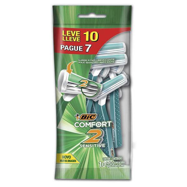 Pack Aparelho de Barbear BIC Comfort 2 Pele Sensível L10P8, Verde, Barbeador, 930219 PT 10 UN