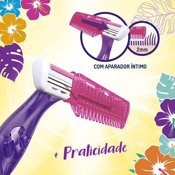 Aparelho de Depilar BIC Soleil Shave & Trim, 3 Lâminas, Rosa e Roxo, Depilador 2 unidades + Aparador de pelos, Rosa/Roxo, 930184 - PT 2 UN