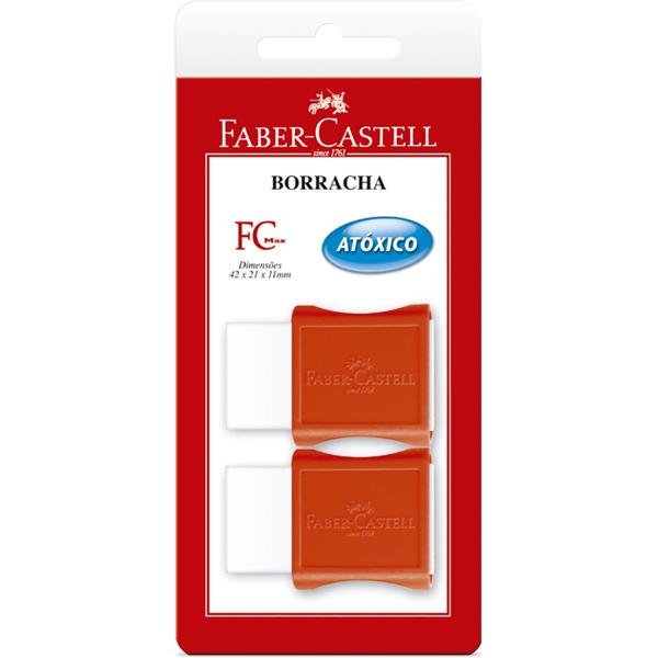 Borracha Plástica Branca com Cinta Vemelha, Pequena, Faber-Castell - BT 2 UN