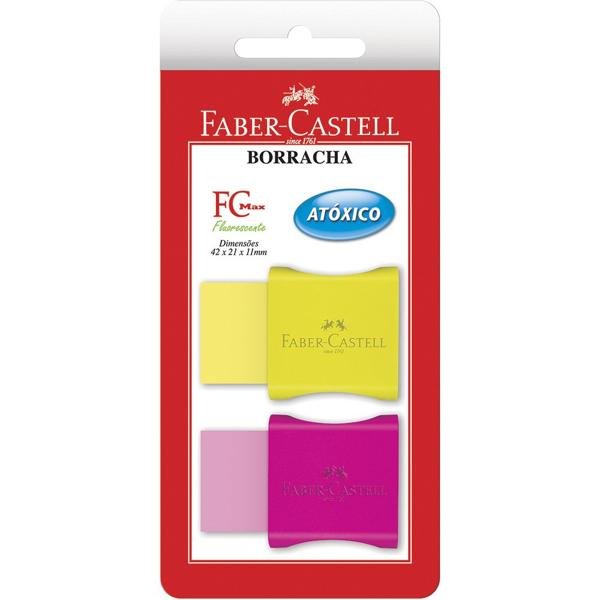 Borracha Plástica Neon com Cinta Colorida, Cores Sortidas, Faber-Castell - BT 2 UN
