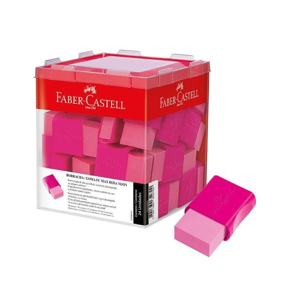 Borracha Plástica Rosa com Cinta Rosa Max Pink, Faber-Castell - CX 24 UN