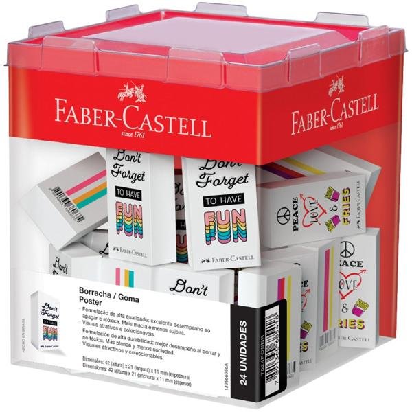 Borracha Plástica Branca Coleção Pôster, Estampas Sortidas, Faber-Castell - CX 24 UN