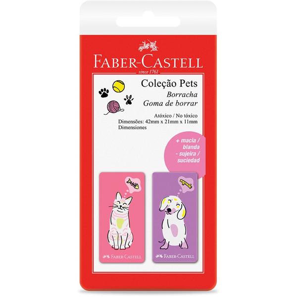 Borracha Coleção Pets Rosa e Roxo, Faber-Castell - BT 2 UN Borracha Coleção Pets Rosa e Roxo, Faber-Castell - BT 2 UN