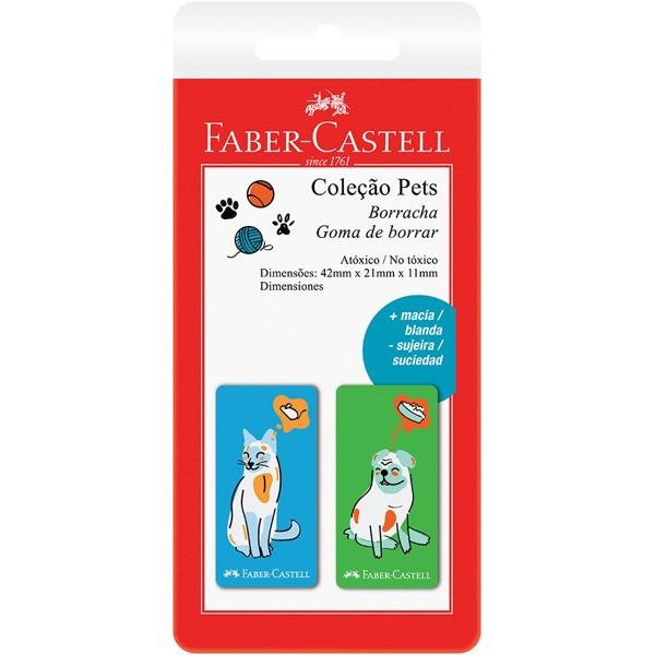 Borracha Coleção Pets Azul e Verde, Faber-Castell - BT 2 UN