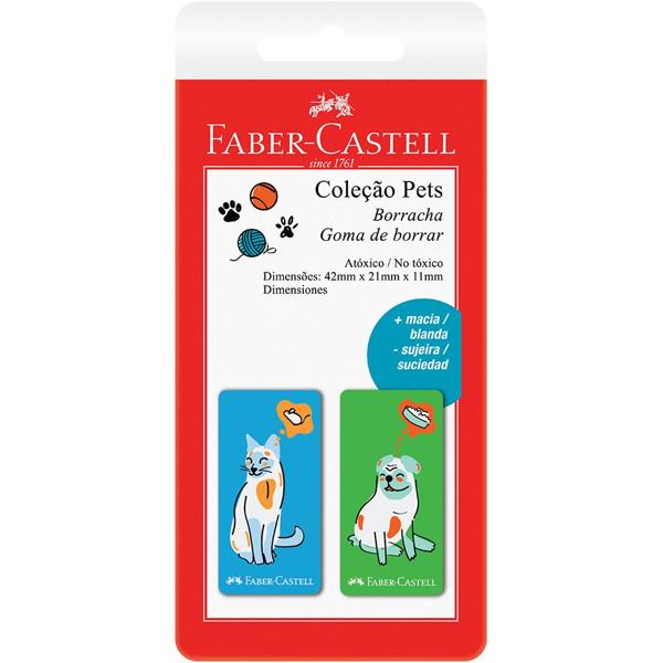 Borracha Coleção Pets Azul e Verde, Faber-Castell - BT 2 UN Borracha Coleção Pets Azul e Verde, Faber-Castell - BT 2 UN