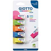 Borracha Plástica Colorida Fluorescente, Mini, Cores Sortidas, Giotto - BT 5 UN