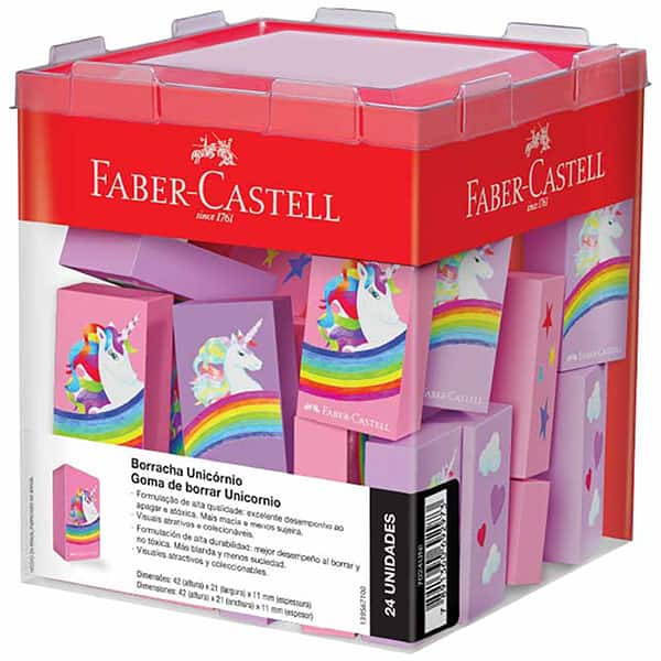 Borracha Plástica Colorida Coleção Unicórnio, Cores Sortidas, Faber-Castell - DP 24 UN