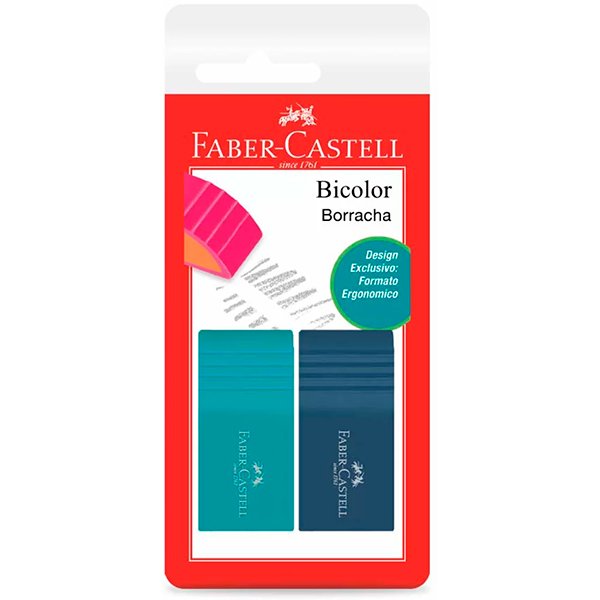 Borracha Bicolor, Cores sortidas, Faber-Castell - BT 2 UN